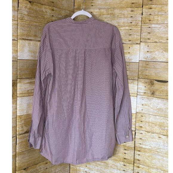 BIRKENSTOCK X TEKLA MAUVED STRIPED ORGANIC COTTON SLEEP SHIRT SIZE MEDIUM UNISEX - Picture 5 of 5